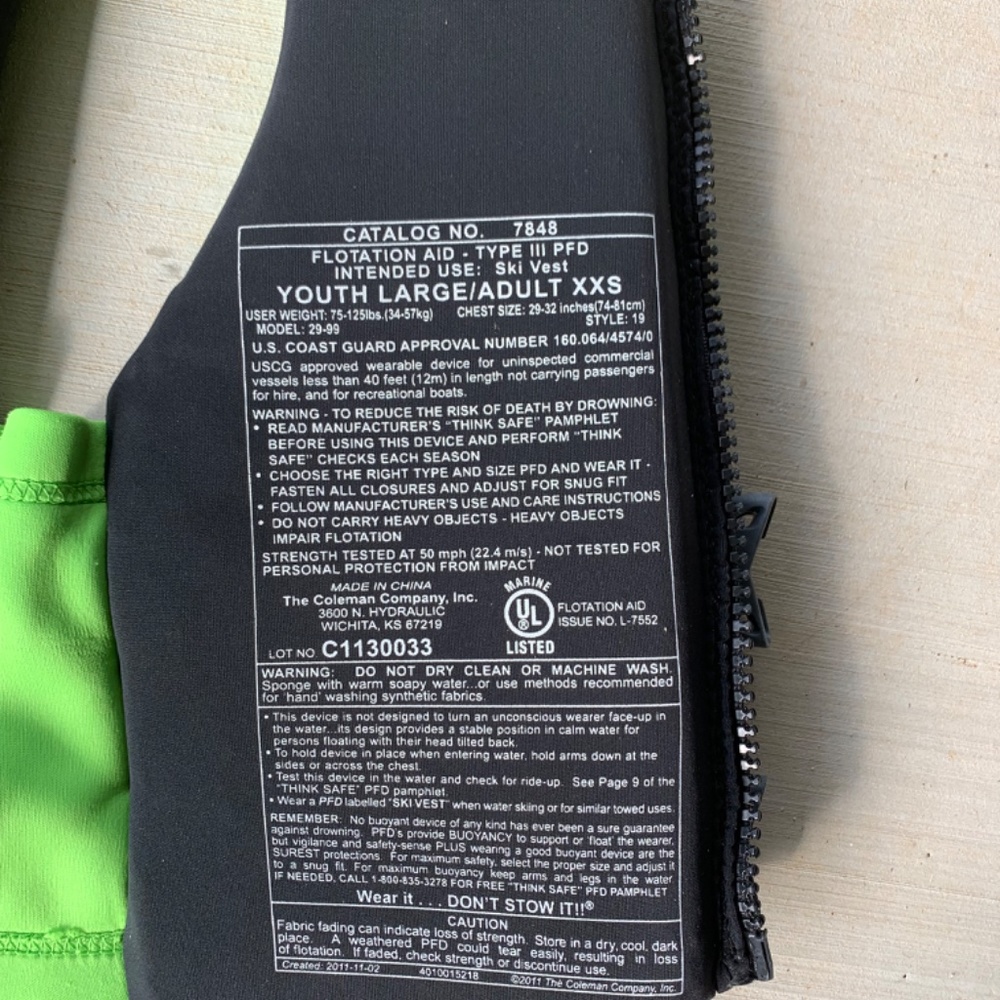 COPY - COPY - Stearns Adult XXS Life Jacket Flotation Vest - Picture 4 of 5